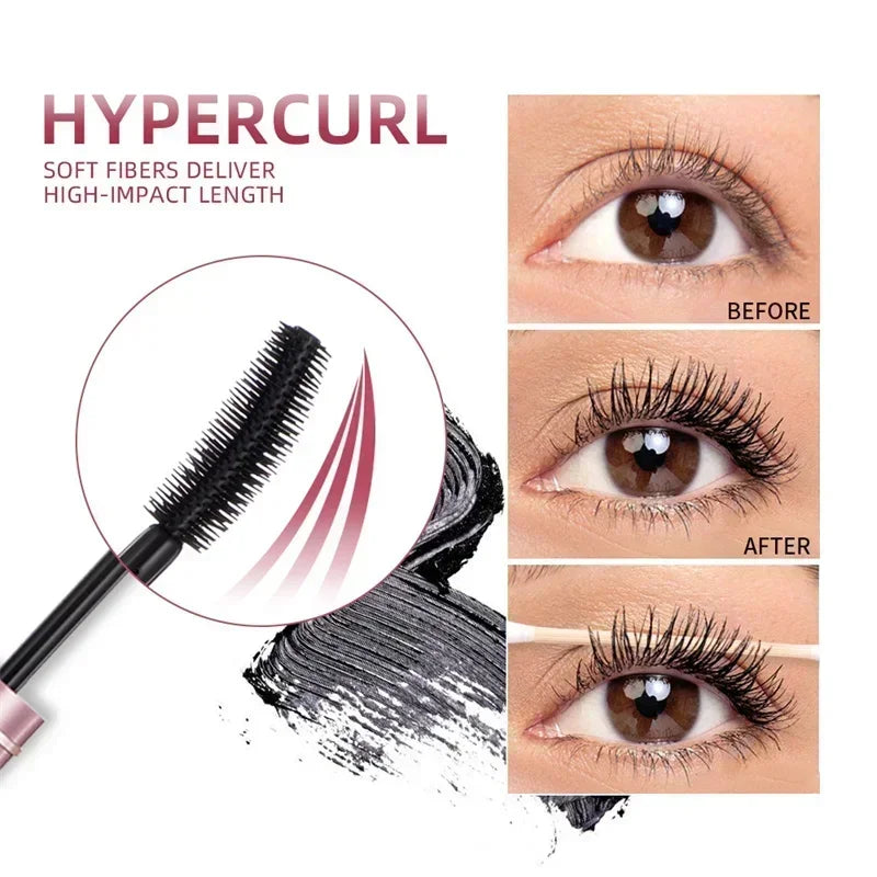 Mascara de cílios 4D impermeável, Volume e Curl Mascara, Pincéis de maquiagem cosméticos, Maquiagem Shglam, Beleza rara, Poder do filme