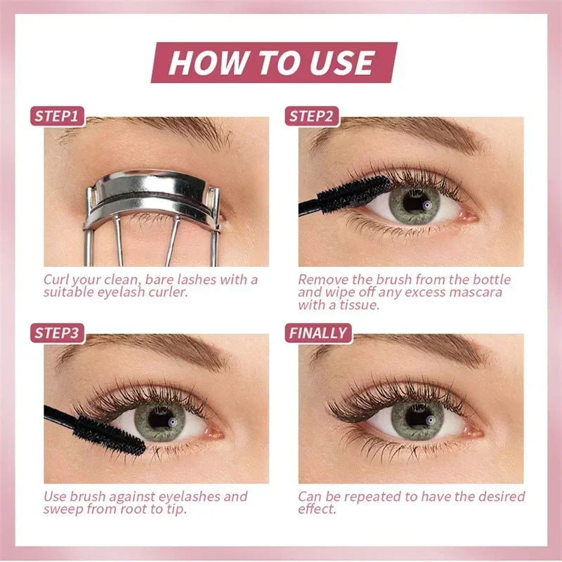 Mascara de cílios 4D impermeável, Volume e Curl Mascara, Pincéis de maquiagem cosméticos, Maquiagem Shglam, Beleza rara, Poder do filme